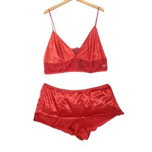 Fredericks Of Hollywood Delphine Lace & Satin Red Sleep Set Size 1X Plus